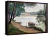 River Landscape with a Boat-Georges Seurat-Stretched Canvas