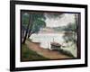 River Landscape with a Boat-Georges Seurat-Framed Giclee Print
