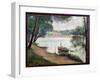 River Landscape with a Boat-Georges Seurat-Framed Giclee Print