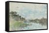 River Landscape with a Fishing Boat watercolor-Giovanni Boldini-Framed Stretched Canvas