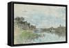 River Landscape with a Fishing Boat watercolor-Giovanni Boldini-Framed Stretched Canvas
