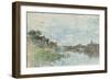 River Landscape with a Fishing Boat watercolor-Giovanni Boldini-Framed Giclee Print
