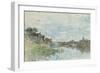 River Landscape with a Fishing Boat watercolor-Giovanni Boldini-Framed Giclee Print