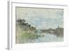 River Landscape with a Fishing Boat watercolor-Giovanni Boldini-Framed Giclee Print