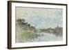 River Landscape with a Fishing Boat watercolor-Giovanni Boldini-Framed Giclee Print