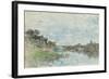 River Landscape with a Fishing Boat watercolor-Giovanni Boldini-Framed Giclee Print