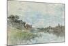 River Landscape with a Fishing Boat watercolor-Giovanni Boldini-Mounted Giclee Print