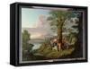 River Landscape with a Nymph Plucking a Branch from a Bleeding Tree-Andrea Locatelli-Framed Stretched Canvas