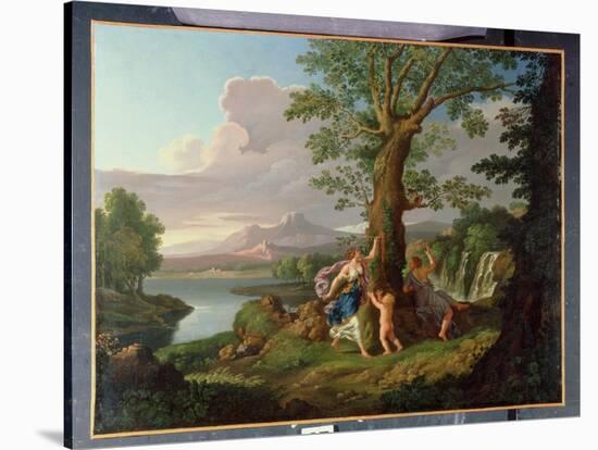 River Landscape with a Nymph Plucking a Branch from a Bleeding Tree-Andrea Locatelli-Stretched Canvas