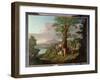 River Landscape with a Nymph Plucking a Branch from a Bleeding Tree-Andrea Locatelli-Framed Giclee Print