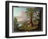 River Landscape with a Nymph Plucking a Branch from a Bleeding Tree-Andrea Locatelli-Framed Giclee Print