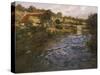 River Landscape with a Washerwoman-Fritz Thaulow-Stretched Canvas