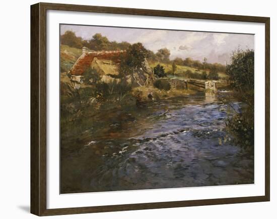 River Landscape with a Washerwoman-Fritz Thaulow-Framed Giclee Print