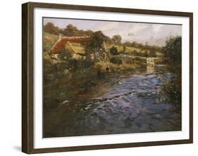 River Landscape with a Washerwoman-Fritz Thaulow-Framed Giclee Print