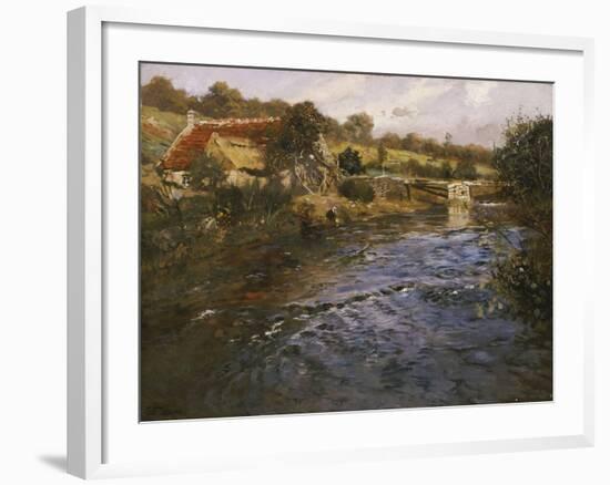 River Landscape with a Washerwoman-Fritz Thaulow-Framed Giclee Print