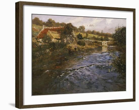 River Landscape with a Washerwoman-Fritz Thaulow-Framed Giclee Print