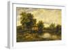 River Landscape with an Angler by a Mill, 19th Century-Frederick Waters Watts-Framed Giclee Print