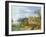 River Landscape with Boats by a Village and Figures on the Riverbank-Joseph van Bredael-Framed Giclee Print