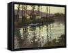 River Landscape with Ducks-Fritz Thaulow-Framed Stretched Canvas