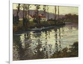 River Landscape with Ducks-Fritz Thaulow-Framed Giclee Print