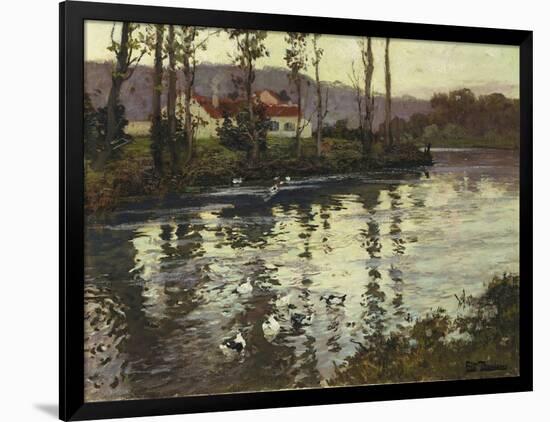 River Landscape with Ducks-Fritz Thaulow-Framed Giclee Print