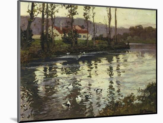 River Landscape with Ducks-Fritz Thaulow-Mounted Giclee Print