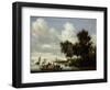 River Landscape with Ferry-Salomon van Ruysdael-Framed Art Print