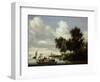 River Landscape with Ferry-Salomon van Ruysdael-Framed Art Print