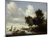 River Landscape with Ferry-Salomon van Ruysdael-Mounted Art Print