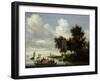 River Landscape with Ferry-Salomon van Ruysdael-Framed Art Print