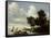 River Landscape with Ferry-Salomon van Ruysdael-Framed Stretched Canvas
