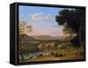 River Landscape with Goatherd-Claude Lorraine-Framed Stretched Canvas