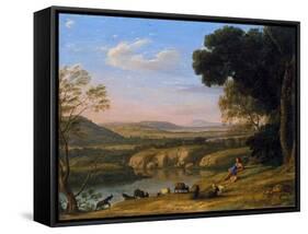 River Landscape with Goatherd-Claude Lorraine-Framed Stretched Canvas