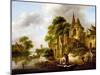 River Landscape with Peasants Near a Castle-Claes Molenaer-Mounted Giclee Print
