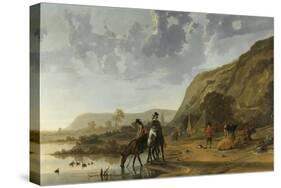 River Landscape with Riders, 1653-7-Aelbert Cuyp-Stretched Canvas