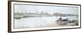 River Landscape with Rope Ferry, Early 17th Century-Hendrick Avercamp-Framed Premium Giclee Print