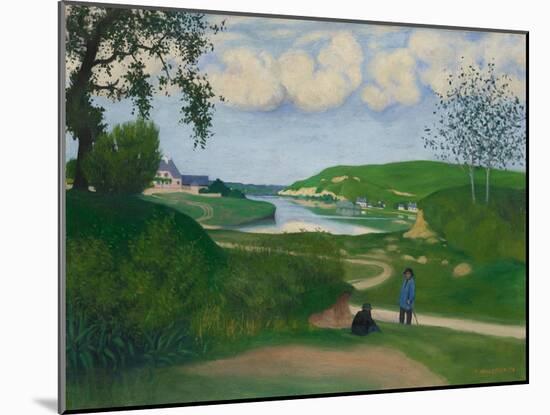 River Landscape with Two Figures, 1918-Felix Vallotton-Mounted Giclee Print