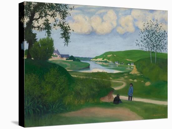 River Landscape with Two Figures, 1918-Felix Vallotton-Stretched Canvas