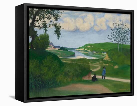 River Landscape with Two Figures, 1918-Felix Vallotton-Framed Stretched Canvas