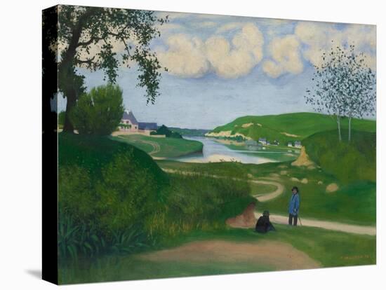 River Landscape with Two Figures, 1918-Felix Vallotton-Stretched Canvas