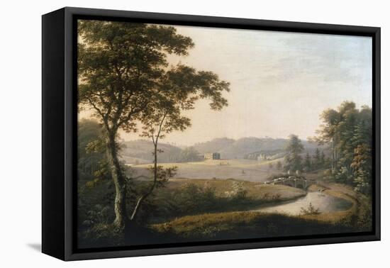 River Landscape with View of Hayton Hall, Yorkshire-George Cuitt-Framed Stretched Canvas