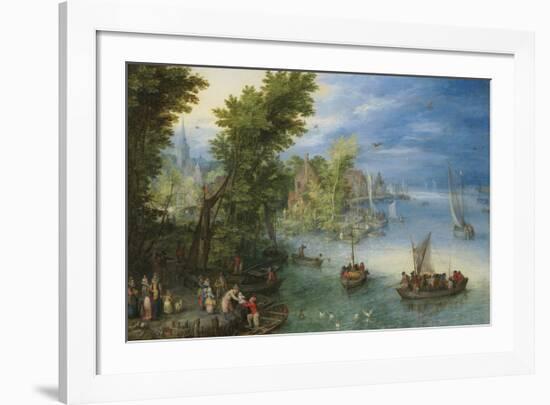 River Landscape-Pieter Bruegel the Elder-Framed Premium Giclee Print