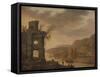 River Landscape-Dirck Verhaert-Framed Stretched Canvas