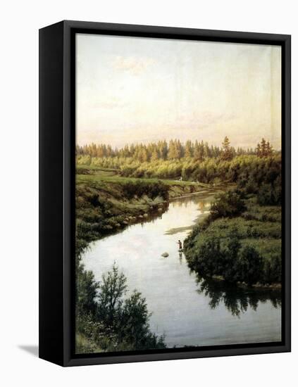 River Landscape-Pavel Alexandrovich Briullov-Framed Stretched Canvas