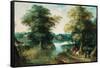 River Landscape-Jan Brueghel the Elder-Framed Stretched Canvas