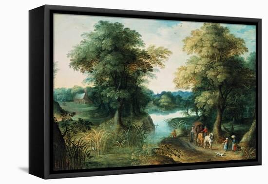 River Landscape-Jan Brueghel the Elder-Framed Stretched Canvas