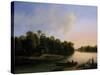 River Landscape-Otto Wagner-Stretched Canvas