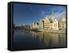 River Leie and Guildhouses on Graslei, Ghent, East Flanders, Belgium-Alan Copson-Framed Stretched Canvas