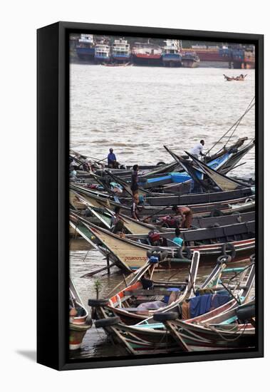 River Life, Passenger Ferries, Yangon River, Yangon (Rangoon), Myanmar (Burma), Asia-Colin Brynn-Framed Stretched Canvas