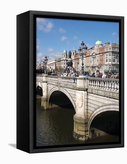 River Liffey and O'Connell Bridge, Dublin, Republic of Ireland, Europe-Hans Peter Merten-Framed Stretched Canvas